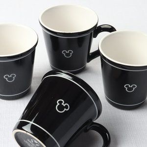 Disney Store Mickey Icon Black & White Mug Set of 4